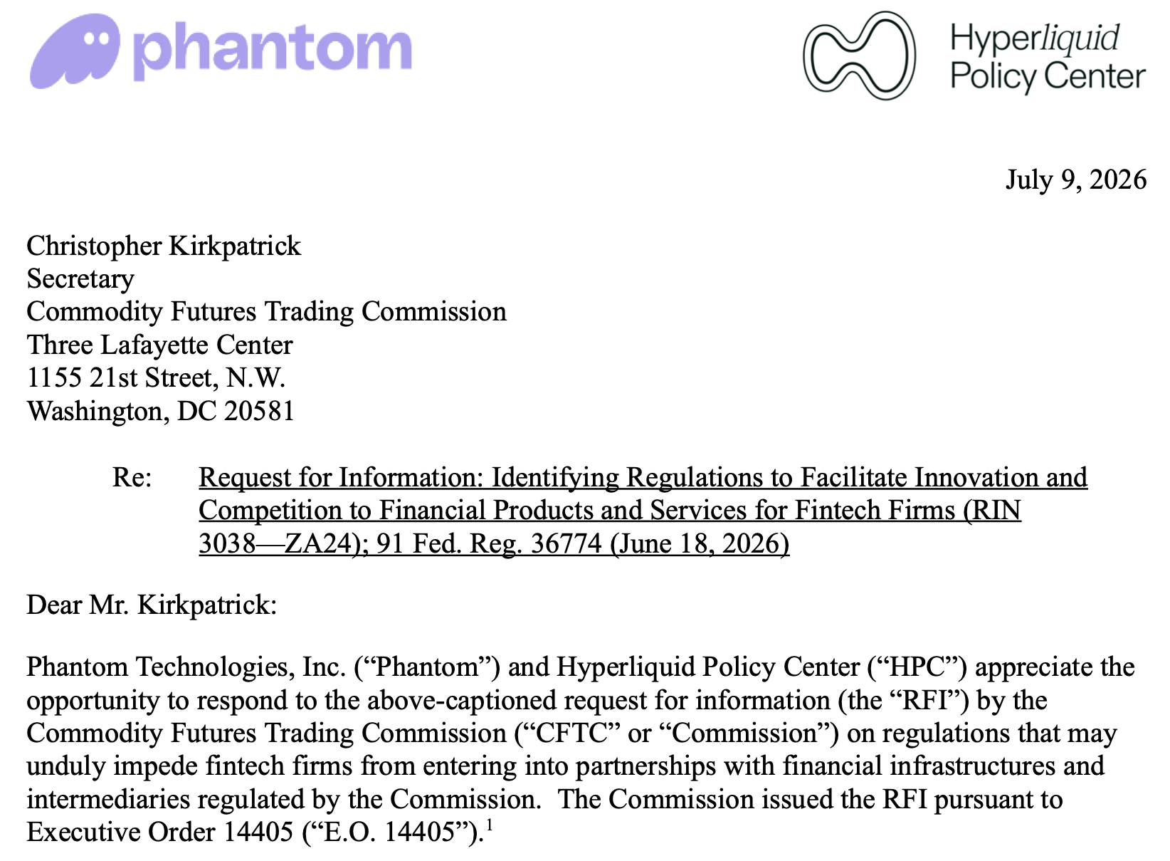 Phantom与Hyperliquid呼吁CFTC革新链上衍生品规则-区块链文库