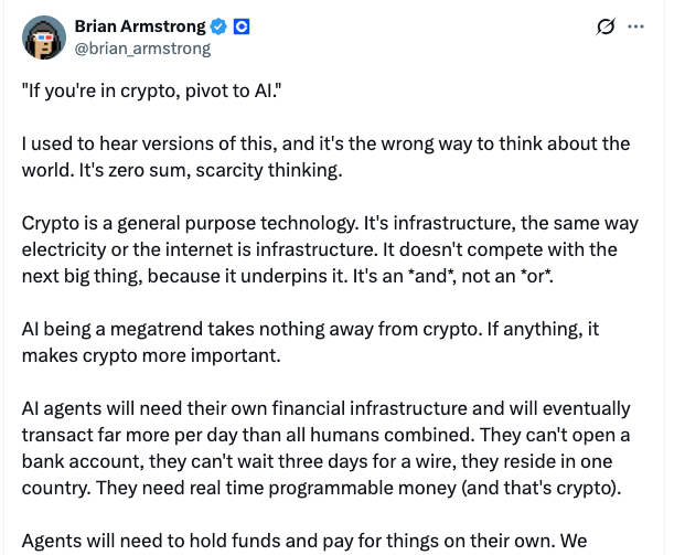 Coinbase CEO 发布 AiFi 愿景,或将永久改变人工智能格局-区块链文库