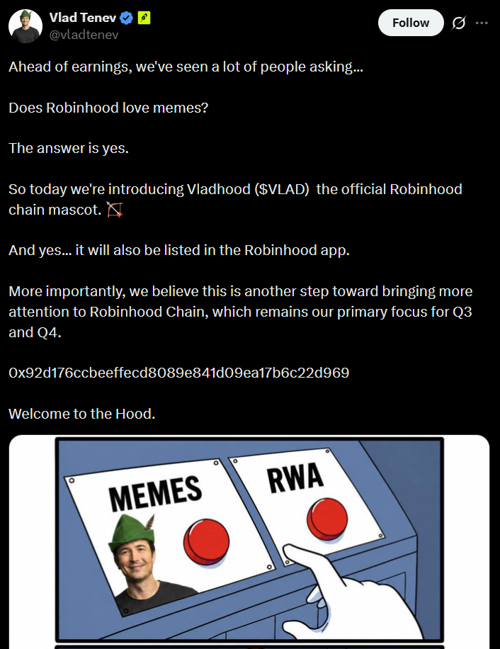 Robinhood CEO的X账户遭黑客攻击，疑似涉及memecoin骗局-区块链文库