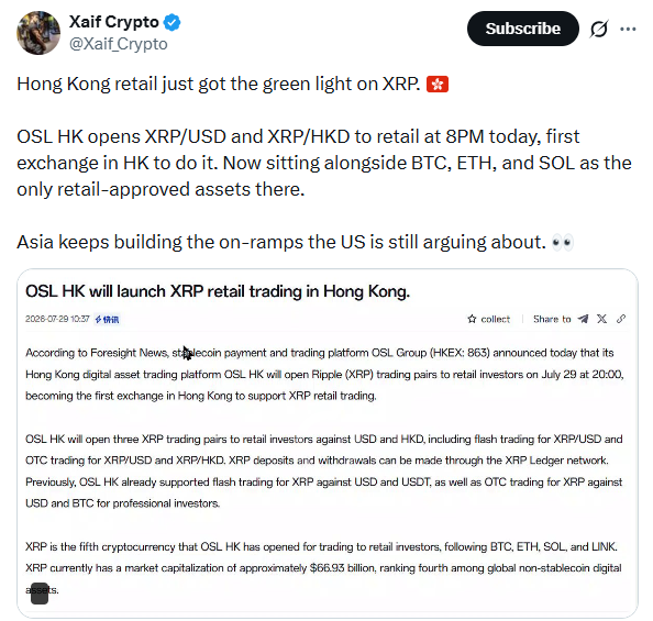 XRP新闻：OSL香港开放零售交易，XRP价格上涨，持仓量下降-区块链文库