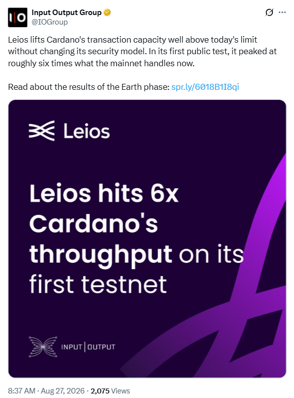 Cardano通过Leios测试网实现6倍吞吐量提升,对ADA价格有何影响?-区块链文库