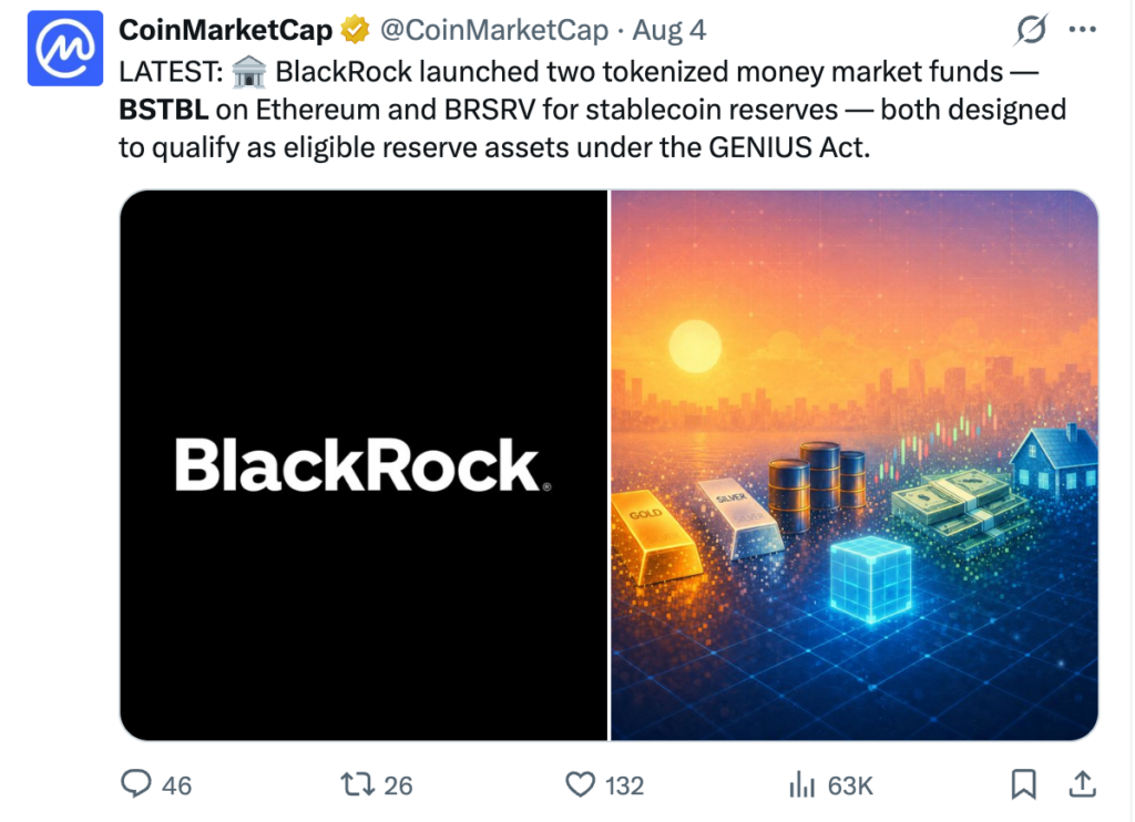 贝莱德推出符合GENIUS法案的稳定币基金-区块链文库