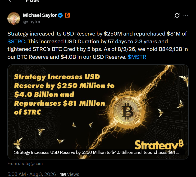 Strategy公司出售1,638枚比特币以资助STRC股票及股息-区块链文库
