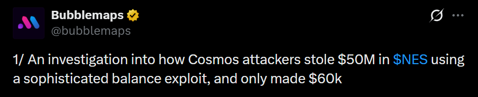 Nesa攻击事件：NES代币被盗暴露Cosmos EVM安全漏洞-区块链文库