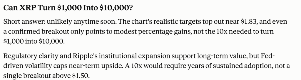 Claude AI预测:XRP能否将1000美元变成10000美元?-区块链文库