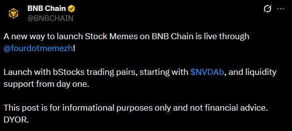BNB今日新闻：Four.meme推出股票Meme-区块链文库