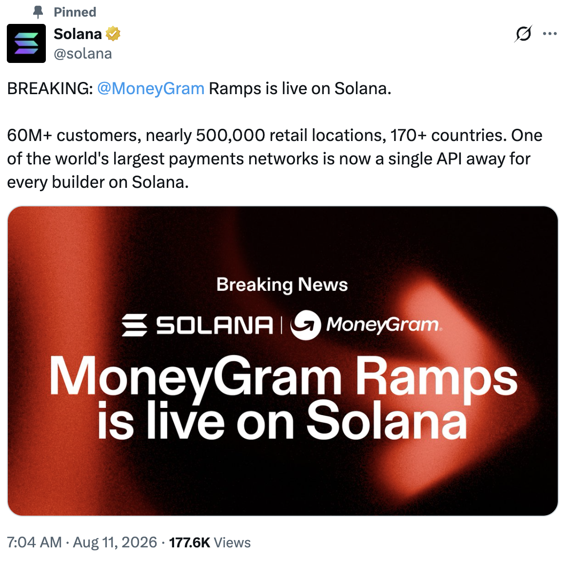 MoneyGram 扩展加密货币现金通道至 Solana-区块链文库