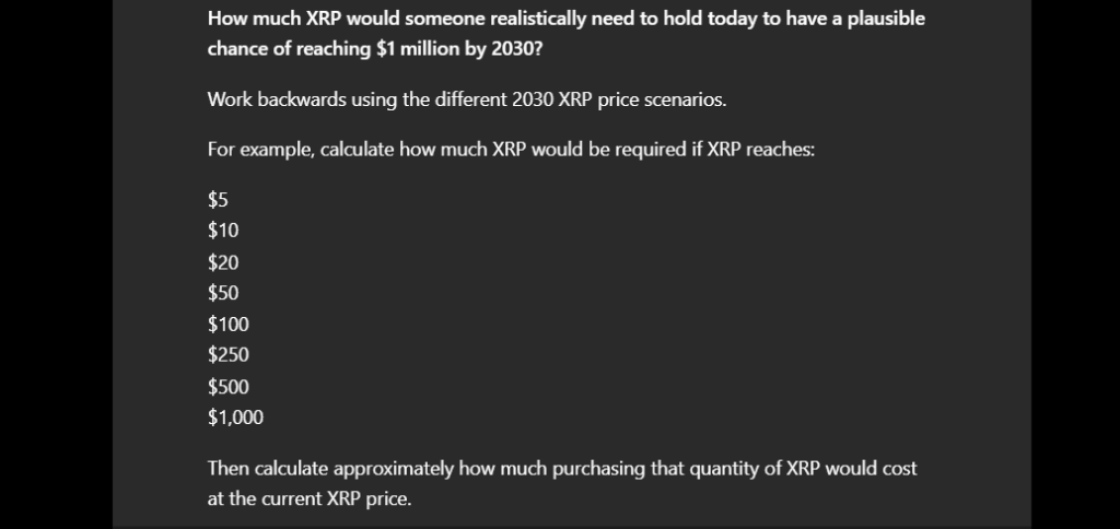 今天需要多少XRP才能在2030年拥有100万美元?Claude AI给出分析-区块链文库