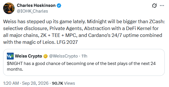 Cardano新闻：Charles Hoskinson预测Midnight网络将超越ZCash-区块链文库