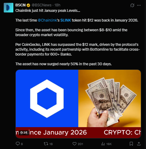 Chainlink价格预测:链上新闻显示,LINK目标价20美元-区块链文库
