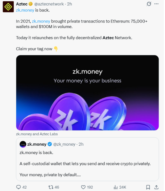 Zk.money隐私钱包时隔三年重返以太坊-区块链文库