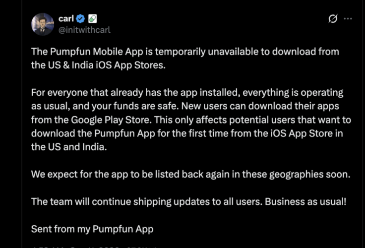 Pump.fun 从两个国家的苹果商店下架，原因成谜-区块链文库