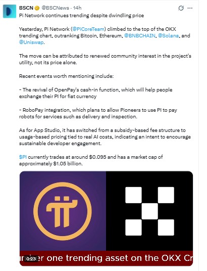 Pi Network价格预测:PI在OKX上排名高于比特币-区块链文库