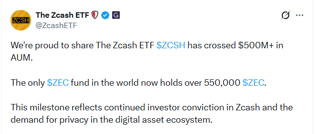 Grayscale的Zcash ETF在最初两周内资产管理规模突破5亿美元——这一里程碑为何重要-区块链文库