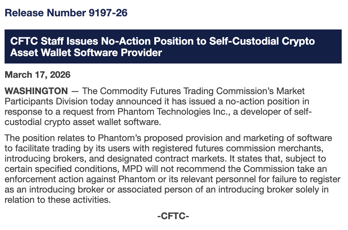 美国商品期货交易委员会(CFTC)加密钱包经纪商规则终结,消除对经纪牌照的担忧-区块链文库