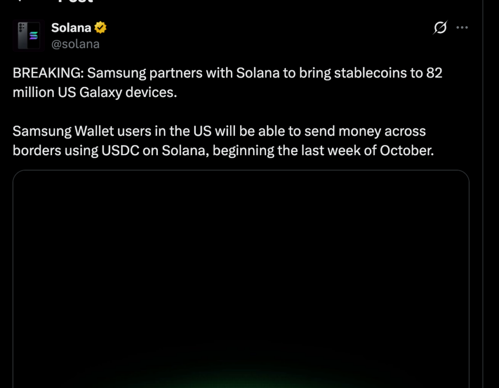 Solana 新闻:三星与 Solana 合作实现跨境 USDC 转账-区块链文库