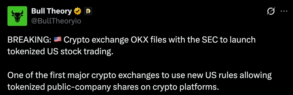 OKX代币化股票SEC文件:华尔街股票能否冲击加密货币?-区块链文库