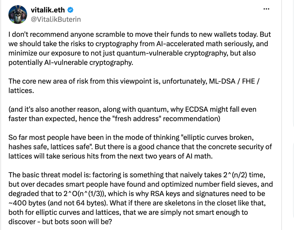 标题：Vitalik Buterin警告AI可能比预期更快地破坏加密货币安全-区块链文库