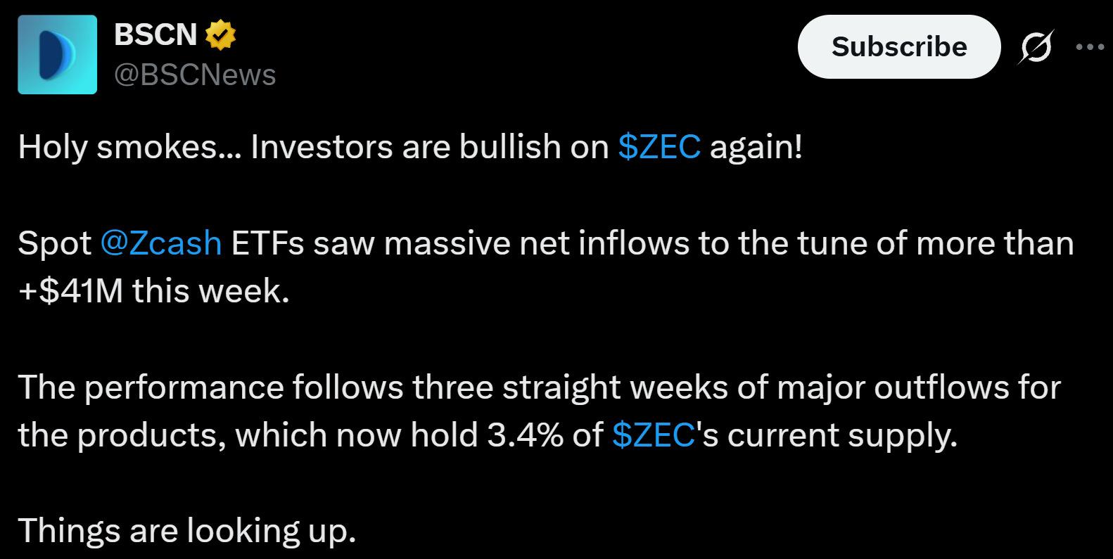 Zcash今日新闻:三周后4110万美元回流至ZEC基金-区块链文库
