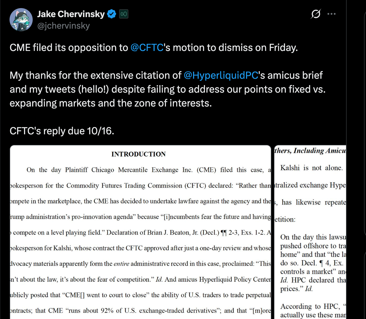 美国商品期货交易委员会(CFTC)新闻:芝加哥商业交易所(CME)反对驳回加密货币永续合约诉讼-区块链文库