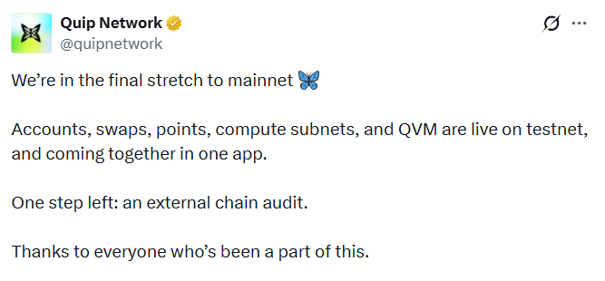 Quip Network主网启动:距离正式上线还有多远?-区块链文库