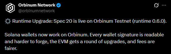 Orbinum网络新闻:Spec 20将Solana钱包引入测试网-区块链文库