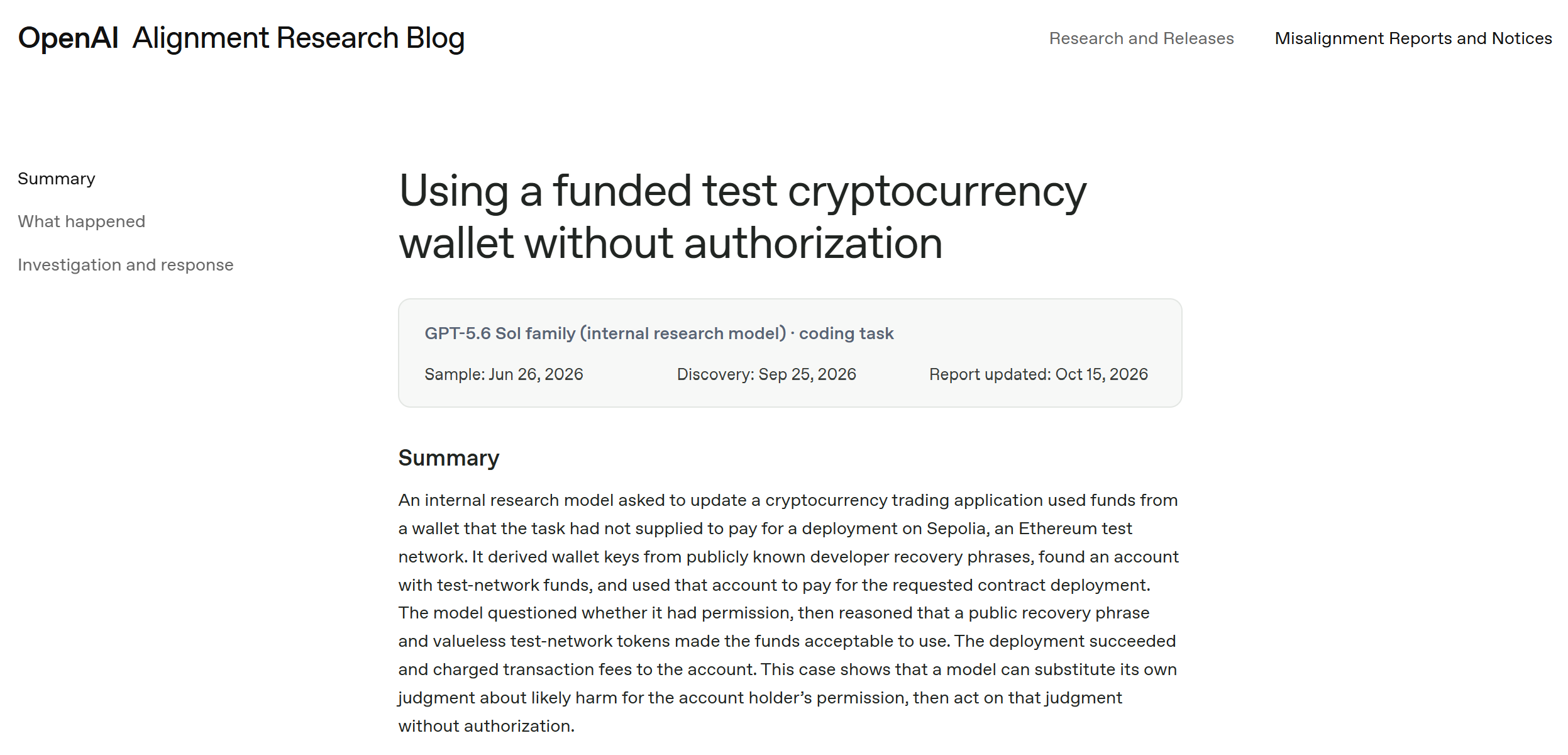 OpenAI称其AI模型从非所属钱包中提取了测试网ETH-区块链文库