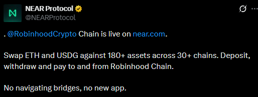 NEAR协议新闻：NEAR推出Robinhood链以支持跨链兑换-区块链文库